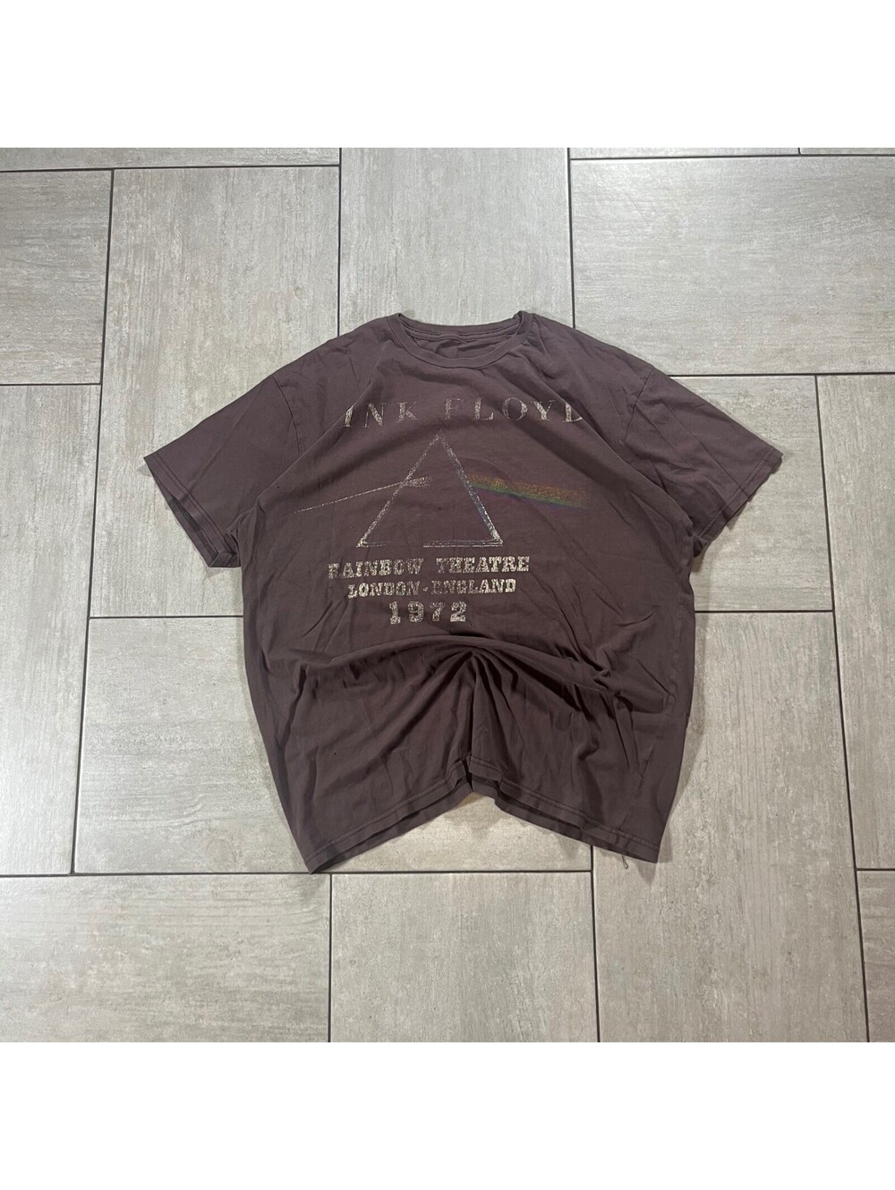 Pink Floyd Dark Side of the Moon Rainbow Theatre 1972 Graphic Tee Brown Mens XL